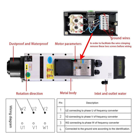 Badass Heavy Duty 6KW Air Cooled Atc Spindle Motor Packin Automatic Tool Change And Iso30 Tool Holder technical wiring diagram.