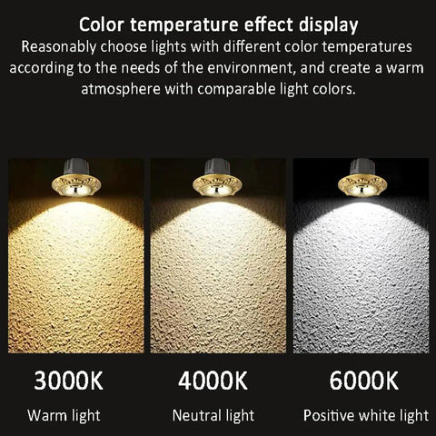 Top Tier 4.5 Inch Adjustable Recessed Downlight Slick Brushed Brass Housing High CRI 90 LEDs Clean 3000K Warm White illumination comparison.