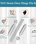 Solid As A Rock Quality Heavy Duty Aluminum Storm Door Hinge Pin Kit For Andersen Croft Emco And More 4 Pack shown with accessories and features.