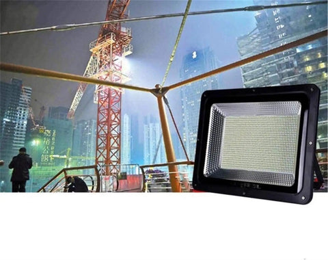 Led Flood Light, Ip66 Waterproof Super Bright Security Lights, Outdoor, in use at a construction site with modern buildings.