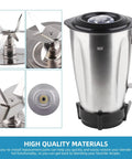 Pro 1200 Blender Replacement Parts Kit With Stainless Steel Cutter Blade Jar Base Cap And Four Silicone Gaskets Complete Workhorse Go To 3 In 1 Set For 1200 Series Blenders, stainless steel jar and blade close-up