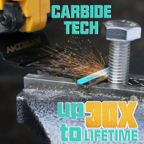 Heavy Duty Five Piece Carbide Oscillating Multi Tool Blades For Cutting Bolts Screws And Sheet Metal cutting through a bolt.