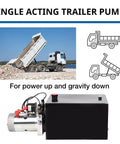 Beefy 12V DC Hydraulic Power Unit With 20 Quart Reservoir, 3200 PSI Single Acting Pump for dump trailer lift shown with truck