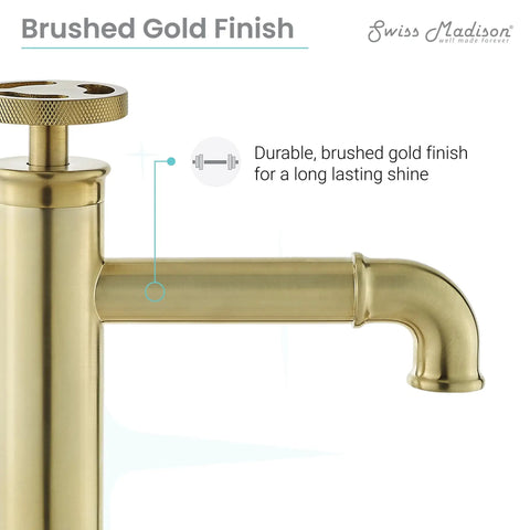 Brushed Gold Single Hole Bathroom Faucet With One Hand Control Solid Brass Durability 1.2 GPM Flow spout close-up