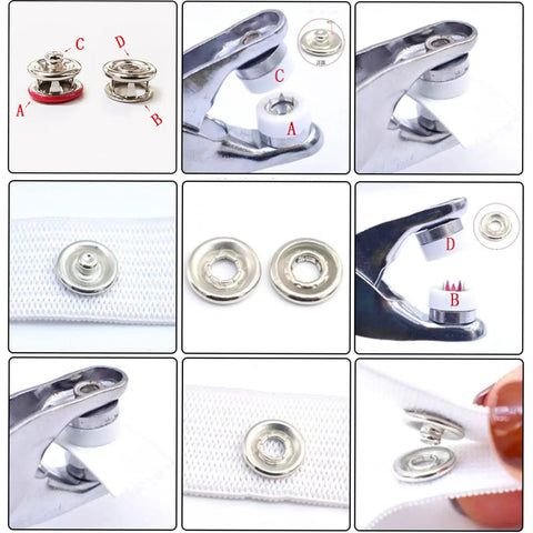 100 Pcs Colorful Brass Snap Fasteners Kit For Crafting, Sewing, And Leather Making, Rustproof And Durable, Easy Installation, Includes Hollow And Solid Male And Female Snaps, Great For DIY Projects. snap fasteners on fabric