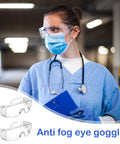 "Over Glasses Safety Goggles For Men Women Nurses Workers Architect Lab 30 Pack Dust Proof Scratch Resistant Polycarbonate Frame Protective Eyewear worn by nurse"