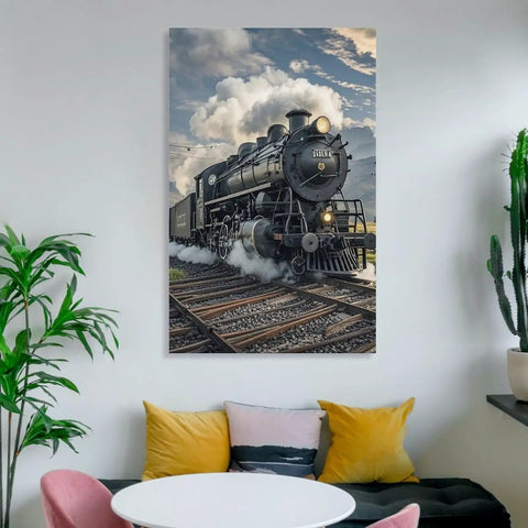 Steam Locomotive Train Canvas Wall Art Ready To Hang Framed Picture For Living Room Bedroom And Office Modern Decor Premium Canvas Print With Wood Frame Aesthetic Home Gallery Vibe