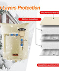 Backflow Preventer Pipe Insulation Cover For Winter Freeze Protection, 5 Layer Water Resistant Sprinkler Valve Insulated Pouch, 16 by 20 Inches Beige with insulation layers visible