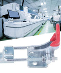 Heavy Duty Toggle Latch Clamp With Adjustable Design For Quick Fixing, Features High Strength Hot Rolled Steel Build To Hold Up To 320KG With Flexible Tension Control For Doors And Gates Without Any Issues. red handle clamp for machine shop gate