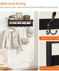 Coat Rack With Shelf And Tri Hooks Wall Mounted 24 Inch Wooden Hanging Coat Hanger For Entryway Bathroom Mudroom And Bedroom Black Finish With Stable Iron Frame For Everyday Use