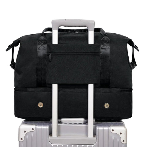 Underseat Personal Item Bag With USB Charging Port, Grab And Go 30L Travel Duffel With Wet Pocket And Shoes Compartment, Black