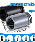 Bullet Style Valve Stem Caps Aluminum Alloy Built Tough Dustproof Waterproof, Corrosion Resistant Tire Air Caps, 8 Pack, size display