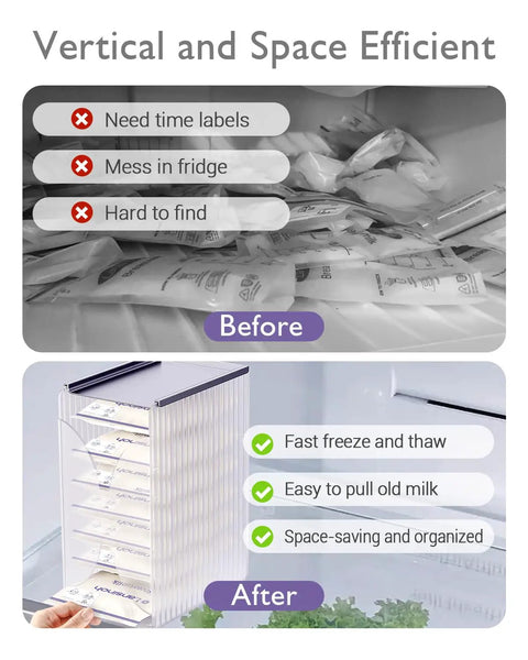 Breastmilk Storage Organizer Freezer Tower With Quick Freeze Tray And Fifo System For New Moms keeps your deep freeze organized.