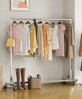 70 Inch Extra Long Garment Rack With Wheels Beefy Industrial Grade Heavy Duty Clothes Rack Chrome Finish with clothes