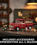 Icons 10290 Pickup Truck Building Set For Adults With Vintage 1950s Style And Seasonal Display Accessories on table