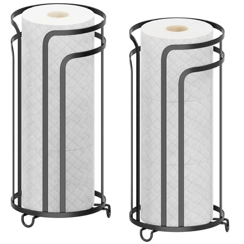 2 Pack Free Standing Toilet Paper Holder Tower For 3 Rolls Black Space Saving Workhorse Bathroom Organizer Holds Up To Three Rolls
