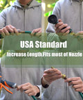 Close-up of hands connecting Three Foot Leader Hose For Garden Reels And Outdoor Faucets With Flexible PVC And Brass Fittings