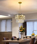 Dining area featuring Modern Crystal Chandelier With Metal Frame And K9 Crystals, Round Luxury Hanging Ceiling Light, 15.35 Inch