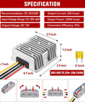 Heavy Duty DC To DC Step Down Converter Turns 48V Or 36V To 12V At 240W 20A Output, aluminum housing, dimensions shown.