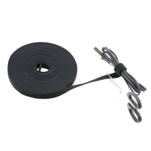 Double Sided Hook And Loop Cable Tie Tape Three Quarters Inch Wide 25 Yard Roll For Power Wire Management Durable Nylon