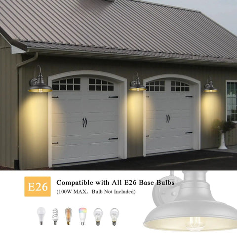 Outdoor Dusk To Dawn Sensor Wall Light Fixture Dome 12.3 Inch Black Finish Industrial Sconce for garage exterior lighting