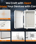 Open Rugged Outdoor IP67 Junction Box Waterproof Electrical Enclosure in tough ABS plastic showing grid mounting plate and latches