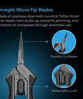 Stainless Steel Micro Tip Pruning Shear With Lightweight Ergonomic Grip Straight Precision Blades Nonstick Teflon Coating image