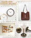Knockout Bronze Upholstery Tacks For Couch Repairs And DIY Crafts shown with clocks, bag, and bulletin board for practical use.