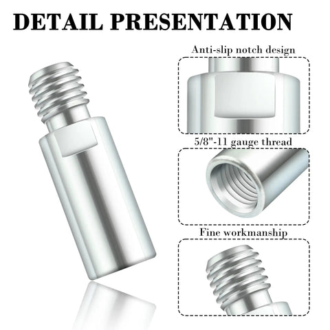 5/8-11 Thread Angle Grinder Extension Shaft For Buffering Pads And Car Polishers, Universal Grinder Attachments Amp Up Reach, Compatibility With Most Angle Grinders, Easy Install, Durable Steel Construction close-up metal threaded shaft