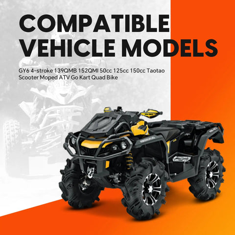 GY6 4-stroke ATV, compatible with 139QMB 152QMI 50cc, 125cc, 150cc scooters, mopeds, go-karts, quad bikes, and motorcycles