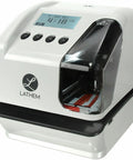 Plug And Play Digital Timestamp Maker That Prints One Or Two Lines On The Fly And Adjusts Four Custom Data Sets For Fast Payroll Processing Or Quick Document Tracking In Cool Gray, showcasing a user-friendly interface.