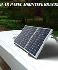 Two Pack Adjustable Solar Panel Tilt Mount Brackets Kit For 14 To 27 Inch Rails on RV rooftop, dual mounted panels