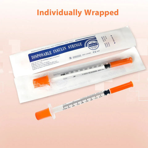 30 Pack U-100 1ml 30G 5/16 Inch 8mm Syringes With Needle, Individually Sealed And Leak-Proof, Sterile Medical Grade For Insulin Dosing And Small Medical Procedures, individually wrapped syringe