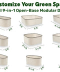 Nine In One Galvanized Steel Raised Garden Bed Eight By Two By One And A Half Foot Modular Planter configurations layout