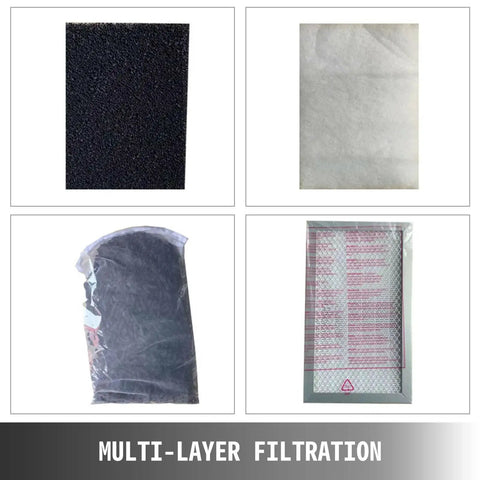 Straight Up Big Time 80W Air Purifier And Fume Extractor Pumping One Eighty Cubic Meters Per Hour multi-layer filtration components displayed.