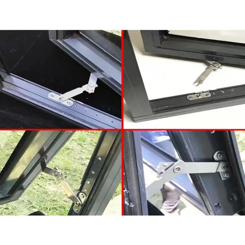 Collage showing Stainless Steel Window Restrictor Stopper For Your Pad Security Keeps Airflow And Light While Lockin Tight