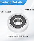 Slick 4 Pack Heavy Duty Roller Idler Bearing Pulleys 8X26X7MM showing double shielded 608RS bearing with POM materials.