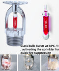 Top Shelf Fire Sprinkler Heads Pack Of Eight Chrome Plated Brass Body with glass bulb, 68 degree thermal response for fire suppression.