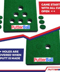 Backyard 12 Ft Putting Green Golf Game Set with hole covers and open holes for indoor or outdoor play.