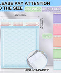 200-Count 4x6 Inch Bubble Mailers Waterproof Padded Envelopes Self Adhesive Poly Bubble Packaging Bulk Shipping Bags For Cards, Mailings, And Trading Packaging Pastel Color Options, showcasing dimensions and multiple colors.