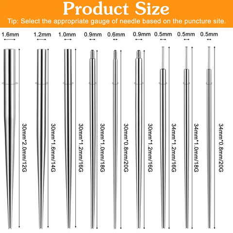 10 Piece Piercing Taper Ball Grabber Gear For Changing Jewelry, Stainless Steel Insertion Tools In 12G To 20G, Tapers Display