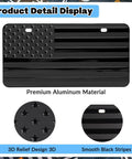 Flag 6x12 Inch Aluminum License Plate Frame With Thick 3D Embossed Metal Tag featuring stars and stripes design.