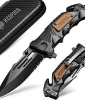 Pocket Folding Knife For Men 3 Point 9 Inch Survival Tool With Liner Lock Belt Clip Seat Belt Cutter Glass Breaker Serrated Blade
