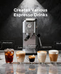 Zero Hassle Compact Espresso Maker With Milk Frother, 20 Bar Pump Delivers Quick Shots, 50 Ounce Tank brewing Americano, Latte, Espresso, Cappuccino, Mocha.