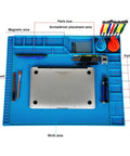 Large 21.6 By 16.9 Inch Electronics Repair Mat With Silicone Soldering Surface, Magnetic Pad And Anti Static Wrist Strap Insulation Work Station with tools