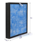BS-14 Air Purifier Filter Replacement 3-In-1 True HEPA Filter With Smart Filter Change Reminder in blue, shown upright, 14x9.3x1.2 inches