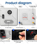 Product diagram of Propane Tankless Water Heater For Camper Van And RV Road Warrior Ready, showing front and back features.
