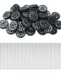 Dope Plastic Wheel Set With 2mm Shaft Axles For DIY RC Cars Boats And Helicopters Includes 100 Wheels And 50 STEM Shafts