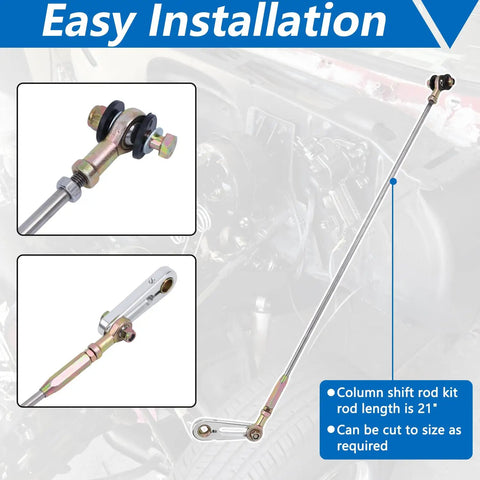 21 Inch Adjustable Transmission Column Shift Linkage Kit Dialed In Shifting For Precise Gear Changes Aluminum Build For Durability And Smooth Driving Feel Easy Install For Most Manual Transmissions, 21-inch aluminum column shift rod kit