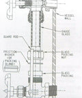 Diagram of Sight Glass Water Gauge Valve Set For 5/8 Inch Diameter Steamaster Boilers Brass With Aluminum Wheels For Precise Boiler Level Readouts And Easy Replacement Pro Grade Build showing parts structure